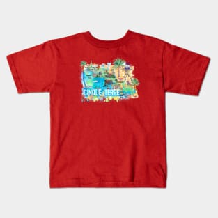 5Terre Illustrated Travel Map With Roads Kids T-Shirt